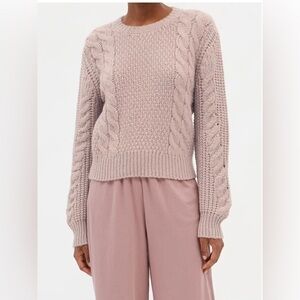SKIN S Small Dusty Orchid Pink Cable Knit Baby Alpaca Blend Pullover Sweater Aya